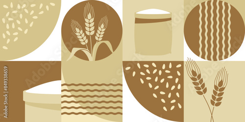 Seamless geometric wheat pattern - flour or bread packaging