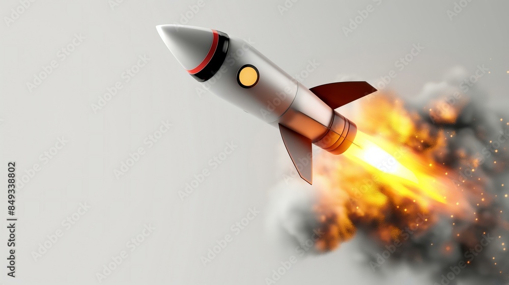 Rocket Launch with Fire and Smoke Illustrating Startup or New Beginning Concept Rocket Launch with Fire and Smoke Illustrating Startup or New Beginning Concept