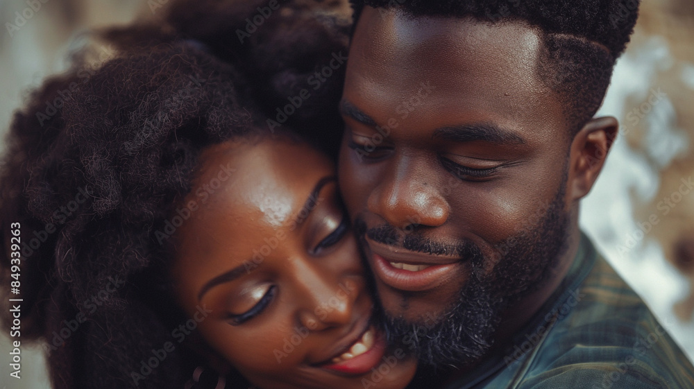 a black couple smiling in love a black couple smiling in love