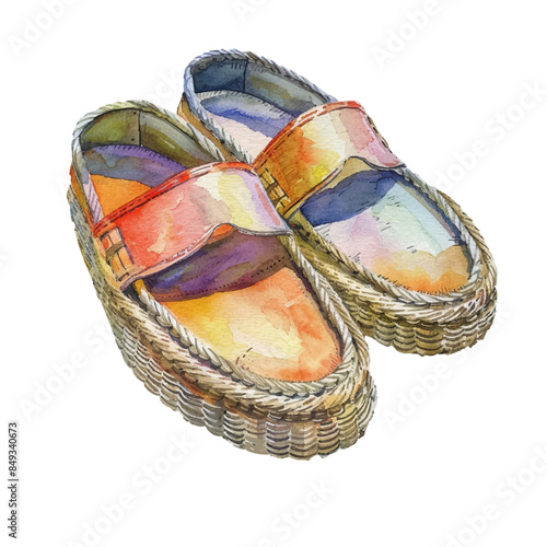 espadrilles shoes vector illustration in watercolor style