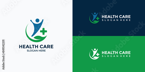 green and blue health and medical logo