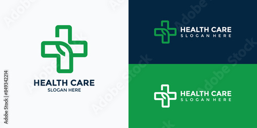 green and blue health and medical logo