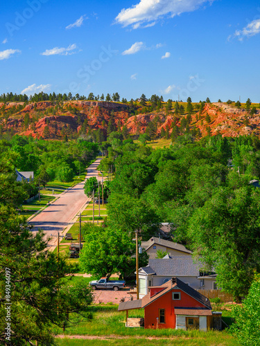 Hot Springs Skyline and Mountains in South Dakota: The tranquil vibrant beauty of summer landscape in Black Hills Country United States