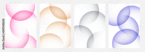 Set of color gradient round shapes. Futuristic abstract backgrounds with light soft colored spheres for creative graphic design. Vector illustration.