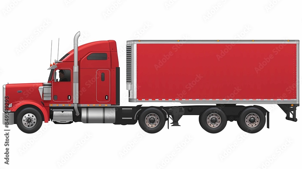 A semi tractor trailer on white background, Generative AI illustrations. A semi tractor trailer on white background, Generative AI illustrations.