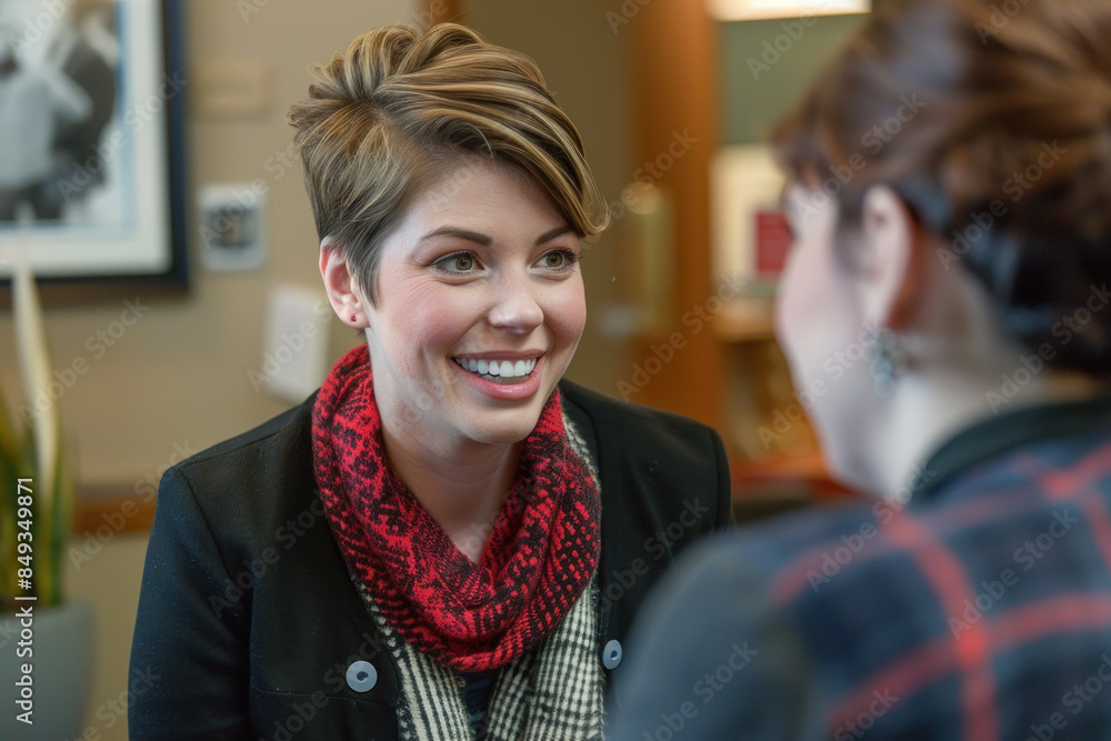Fototapeta premium Promo photos of a social worker, Professional Environment, Diverse Workforce, Corporate Photography, Team Collaboration, Engaged Employees, Authentic Work Settings.