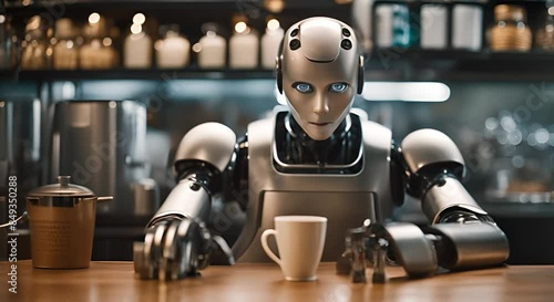 Wallpaper Mural Barista robot preparing a coffee in a cafe. Torontodigital.ca