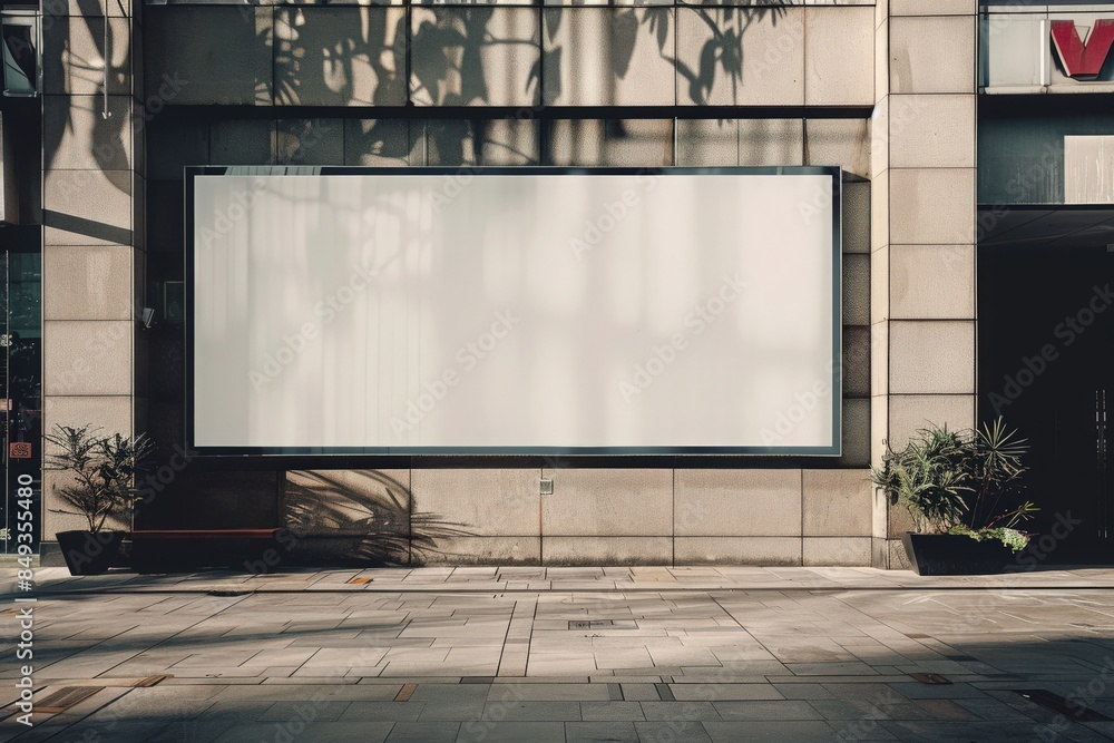 Transform public spaces into advertising hubs with an empty, blank white mockup signboard designed for shopping centers, malls, or business centers Transform public spaces into advertising hubs with an empty, blank white mockup signboard designed for shopping centers, malls, or business centers