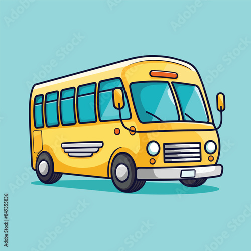 2D illustration of a yellow school bus