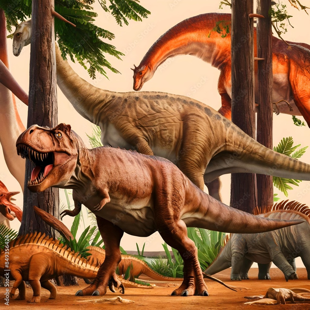 T Rex dinosaur background image ai generator Stock Photo Adobe Stock