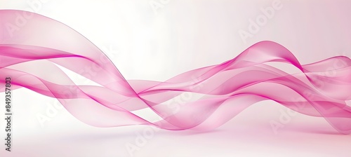 pink ribbon made of glass material with a light background, flowing curves, soft tones, light and shadow effects, abstract shapes, delicate texture, delicate details