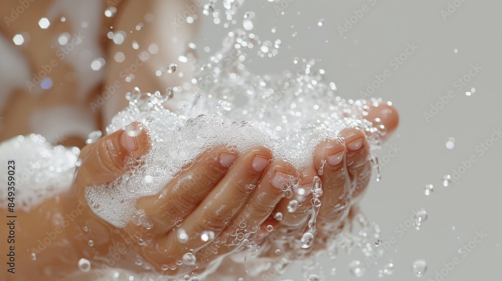 handwashing two hands being washed with soap and running water ,healthy , clean, for presentation handwashing two hands being washed with soap and running water ,healthy , clean, for presentation