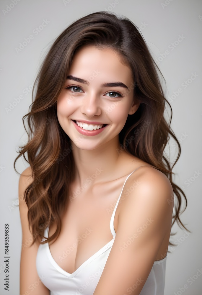 A beautiful 25-year-old girl with a lovely, bright body and a smile on a white background. A beautiful 25-year-old girl with a lovely, bright body and a smile on a white background.