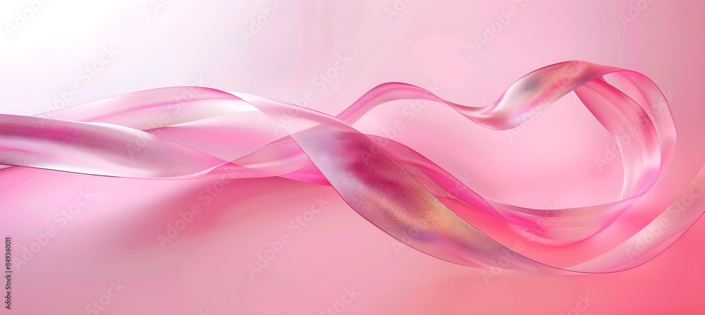 pink ribbon made of glass material with a light background, flowing curves, soft tones, light and shadow effects, abstract shapes, delicate texture, delicate details pink ribbon made of glass material with a light background, flowing curves, soft tones, light and shadow effects, abstract shapes, delicate texture, delicate details