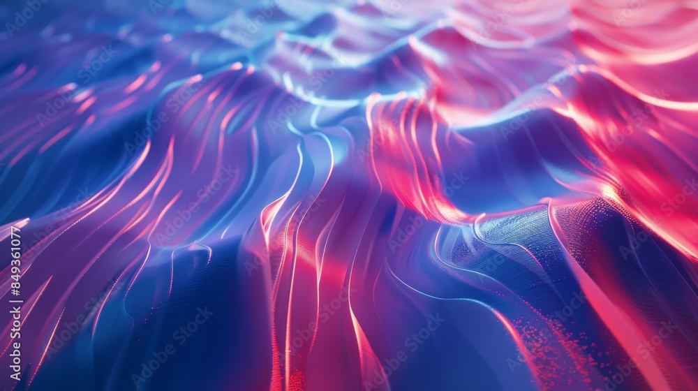 Fototapeta premium Abstract colorful waves background with flowing, vibrant, and smooth textures in shades of blue and pink, creating a surreal visual effect.
