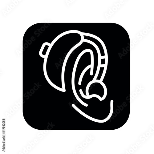 Ear hearing aid color line icon. Vector isolated element.