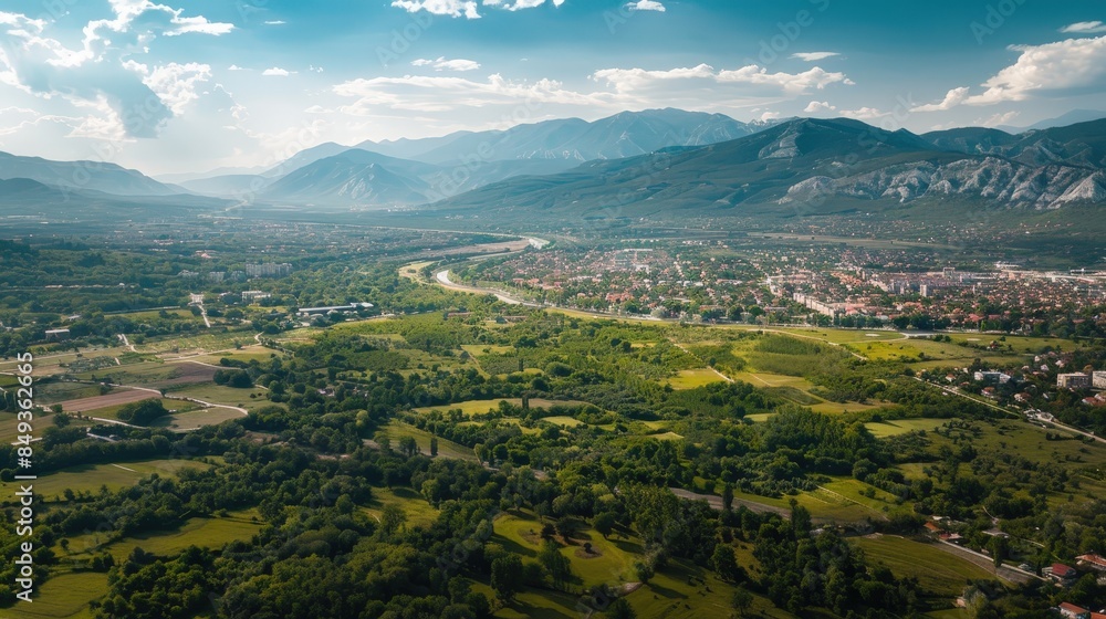 Fototapeta premium Captivating Aerial Views: Drone Photography of Majestic Landscapes and Urban Skylines