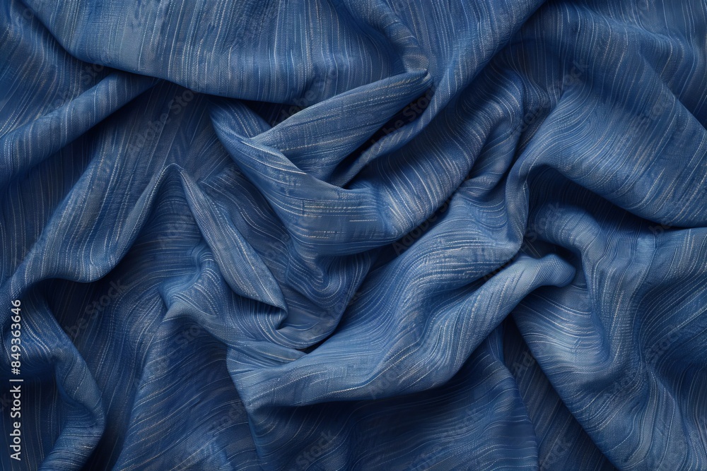 A blue denim fabric with a bunch of wrinkles A blue denim fabric with a bunch of wrinkles