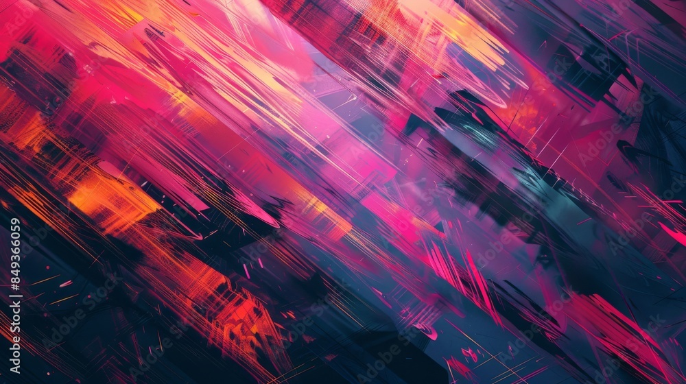 Abstract vibrant digital art with dynamic streaks of pink, purple, and orange colors creating a stunning visual effect. Abstract vibrant digital art with dynamic streaks of pink, purple, and orange colors creating a stunning visual effect.