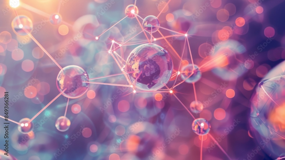 Abstract visualization of molecular structures forming intricate networks in a vibrant and colorful background. Science concept. Abstract visualization of molecular structures forming intricate networks in a vibrant and colorful background. Science concept.