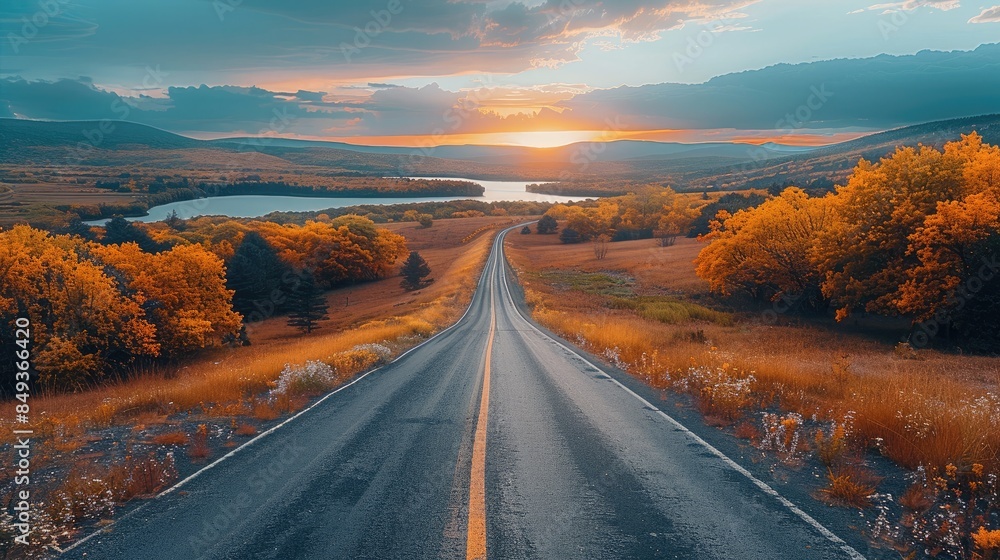 Road Trips, Scenic routes and picturesque landscapes, majestic. Aerial high view. Generative AI. Road Trips, Scenic routes and picturesque landscapes, majestic. Aerial high view. Generative AI.