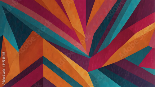 Wallpaper Mural Dynamic, zigzag patterns in orange, teal, and fuchsia, with ample central copy space, perfect for text or design features Torontodigital.ca