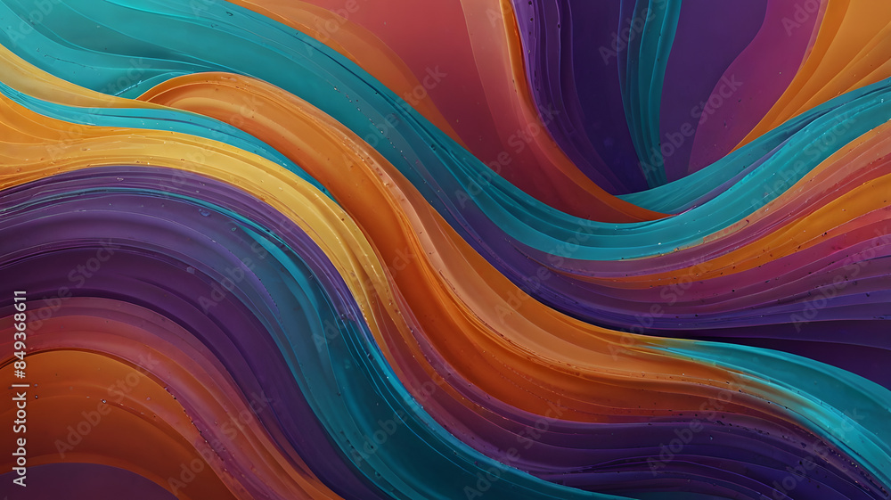 Abstract background with vibrant, flowing waves in hues of cyan, tangerine, and violet, copy space, ideal for text or logos Abstract background with vibrant, flowing waves in hues of cyan, tangerine, and violet, copy space, ideal for text or logos