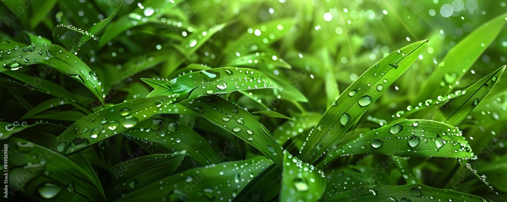 Fresh green grass texture with dew drops, 4K hyperrealistic photo Fresh green grass texture with dew drops, 4K hyperrealistic photo