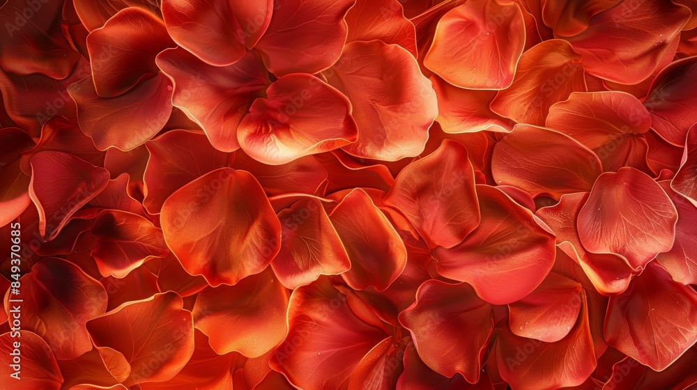 Close-up of vibrant red and orange flower petals creating a stunning, textured background ideal for various designs and compositions. Close-up of vibrant red and orange flower petals creating a stunning, textured background ideal for various designs and compositions.