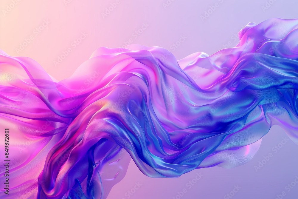 A long, flowing piece of fabric with a purple and blue hue