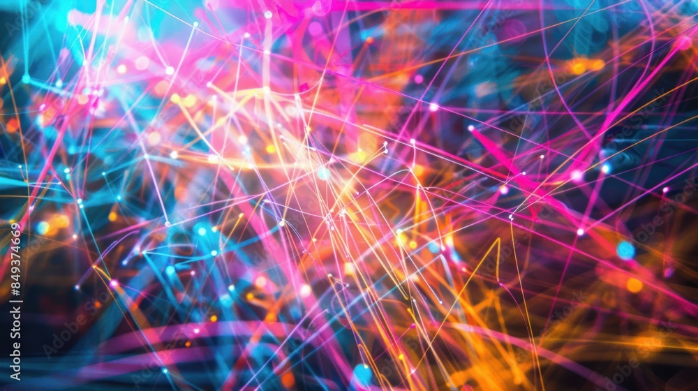 a digital abstract background composed of glowing neon lines and geometric shapes, a digital abstract background composed of glowing neon lines and geometric shapes,