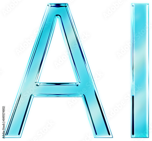 Abbreviation of artificial intelligence text with metallic chrome effect.