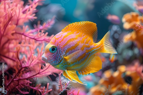 Marine Angelfish in a Coral Reef Aquarium photo