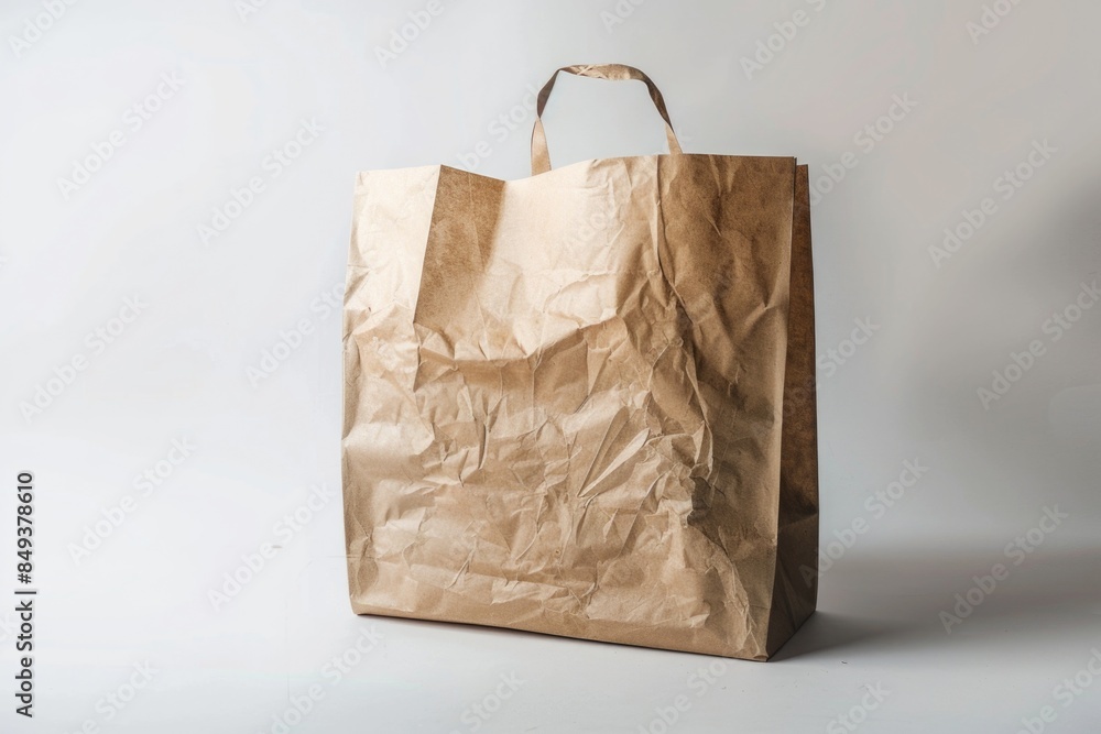 A brown paper bag sitting on a table, possibly containing a takeaway meal or grocery items A brown paper bag sitting on a table, possibly containing a takeaway meal or grocery items