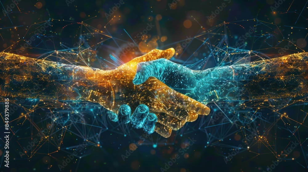 Digital image, handshake, collaborative communication in business, industry. Various agencies Digital image, handshake, collaborative communication in business, industry. Various agencies