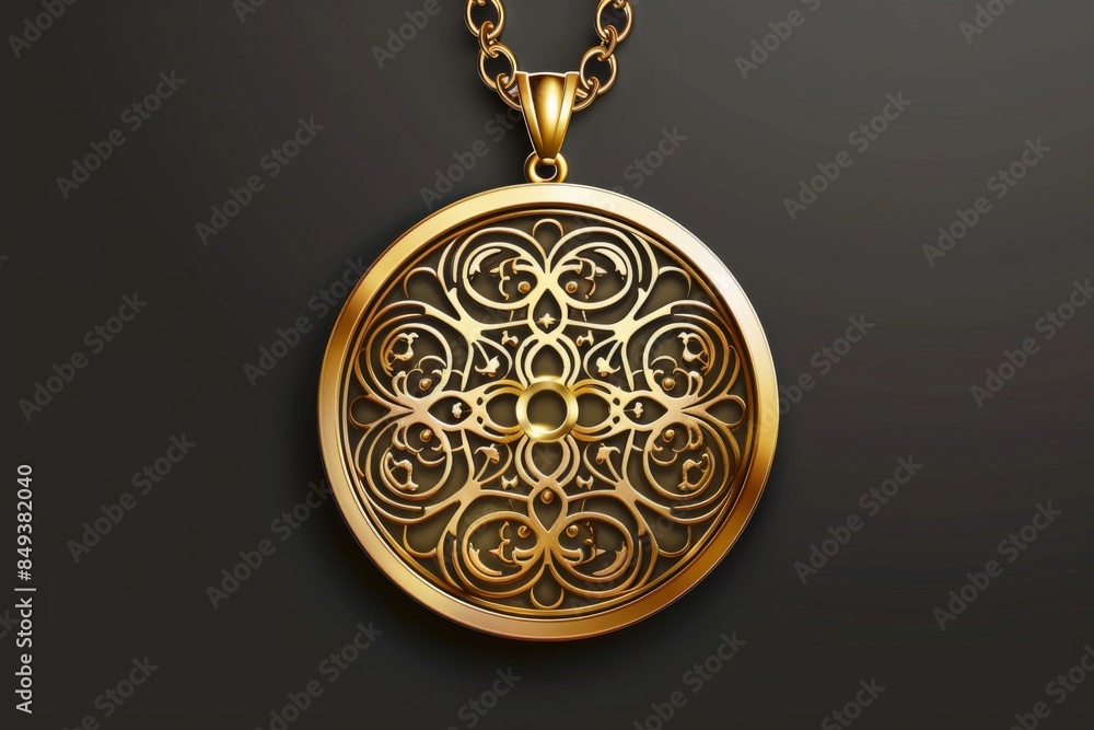 A stunning illustration of an elegant golden medal, featuring intricate details and a glossy finish. A stunning illustration of an elegant golden medal, featuring intricate details and a glossy finish.