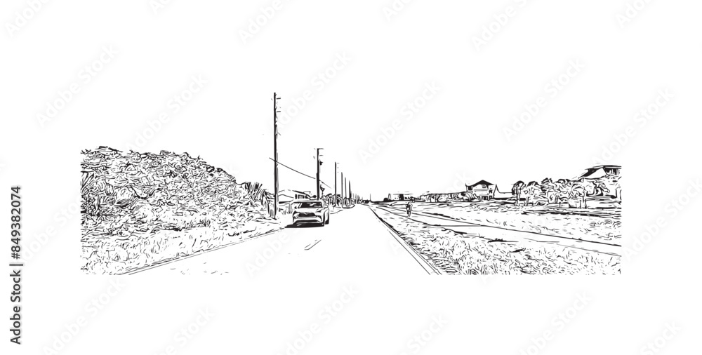 Print Building view with landmark of St. George Island is the island in Florida. Hand drawn sketch illustration in vector. Print Building view with landmark of St. George Island is the island in Florida. Hand drawn sketch illustration in vector.