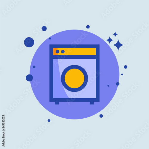 Laundry flat illustration. Clothes Washer signs vector illustration.