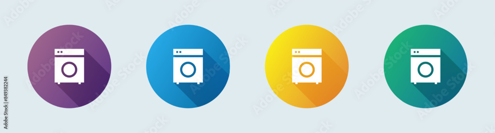 Laundry solid icon in flat design style. Clothes Washer signs vector illustration. Laundry solid icon in flat design style. Clothes Washer signs vector illustration.
