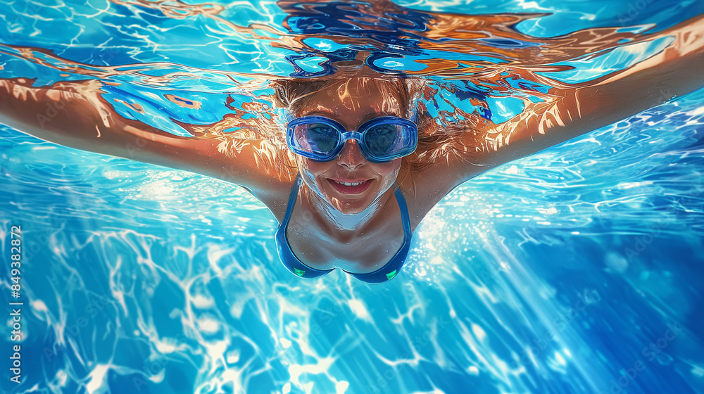 Naklejka premium swimmer diving into the pool