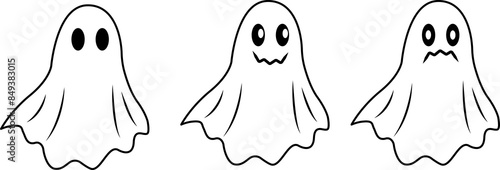 Minimalistic Halloween Ghosts | Transparent Background
