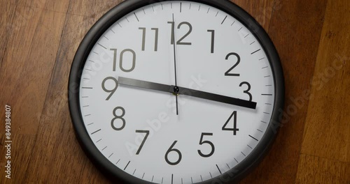 Wallpaper Mural Classic black and white rectangle analog clock with numbers 12h time lapse seamless loop animation background on wood. Clock Counting Down 24 Hour Day Fast Speed. Round Wall Clock time lapse. Torontodigital.ca