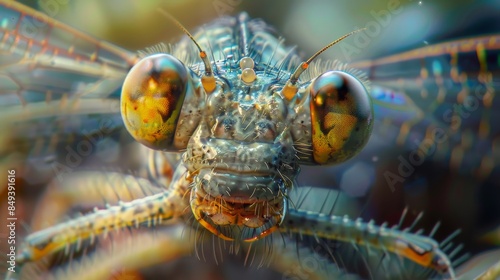 The compound eyes of a dragonfly, up close.