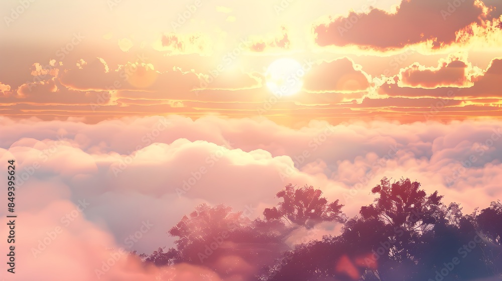 Fototapeta premium Nature dramatic cloudscape with sun beamwallpaper background,sunset over the lake,Clouds sunrise texture background,