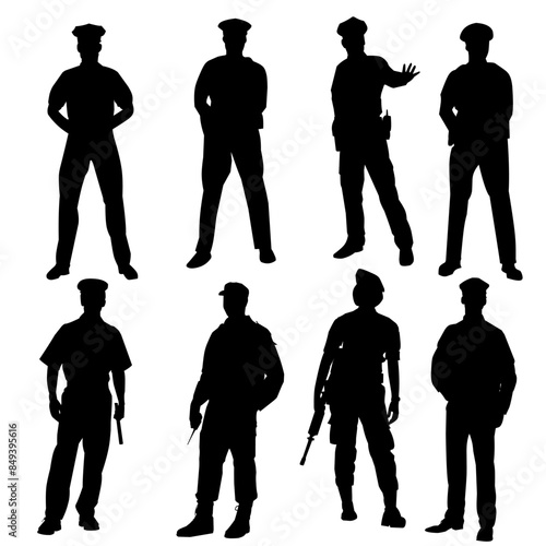 Police silhouette set illustration
