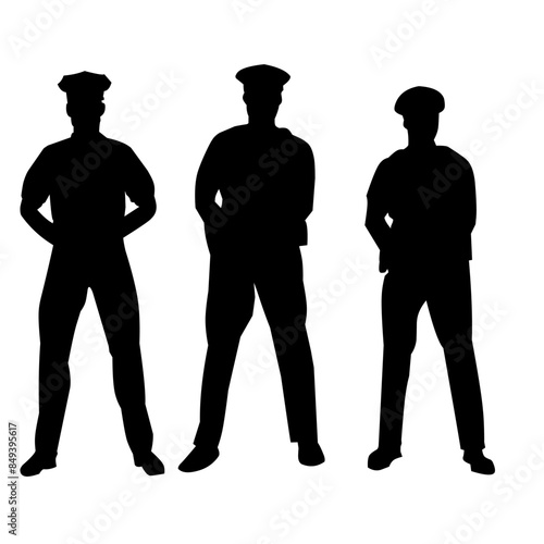 Police silhouette set illustration