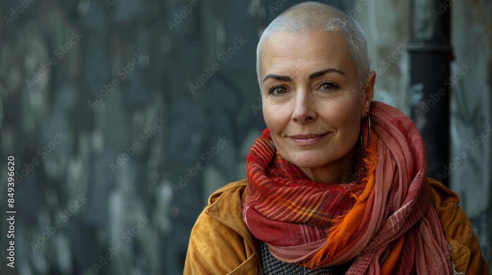 Smiling mature senior woman with short gray hair and eyeglasses walking on street, rural scene Smiling mature senior woman with short gray hair and eyeglasses walking on street, rural scene