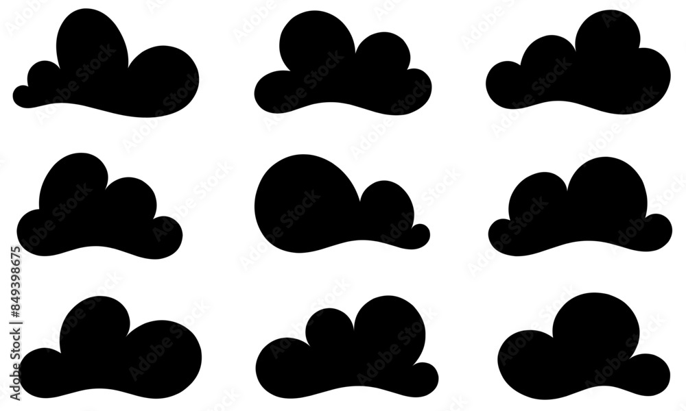 Various shapes of cute cloud silhouettes Various shapes of cute cloud silhouettes