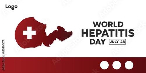 World Hepatitis Day. Great for cards, banners, posters, social media and more. White and red background. 