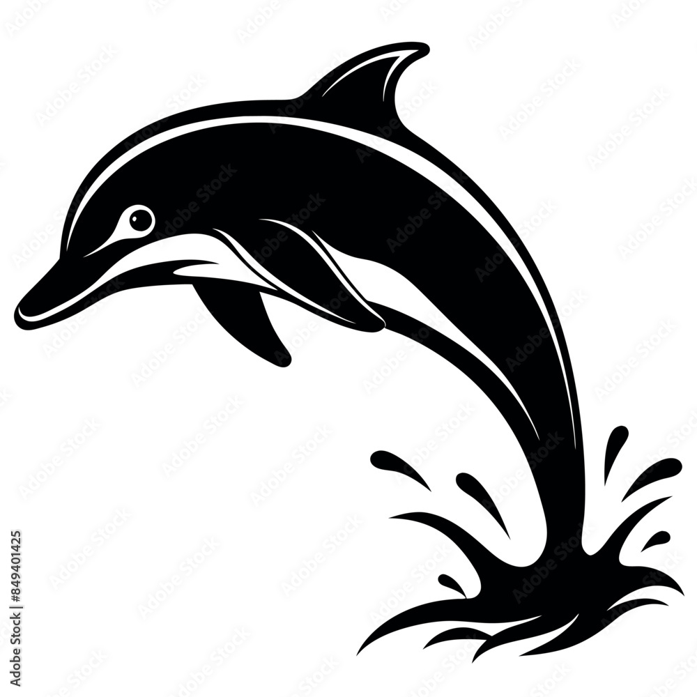 Naklejka premium dolphin silhouette vector illustration Design on a white background